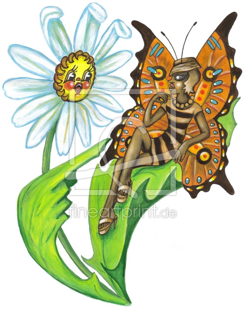 Bild-Nr.: 10034033 Der angeberische Schmetterling und die mutige Kamille erstellt von Kunstmalerin