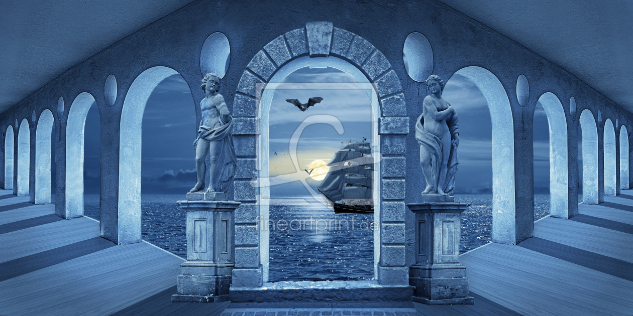 Bild-Nr.: 10838183 Arkaden im mystisch blauen Licht erstellt von Mausopardia