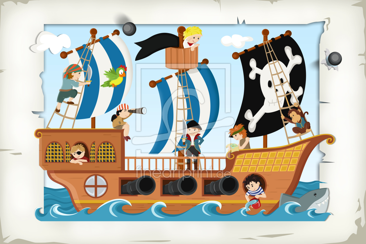 Bild-Nr.: 10984936 Piraten und Piratenschiff erstellt von Michaela Heimlich