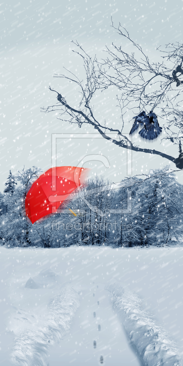 Bild-Nr.: 11096963 Der rote Regenschirm im Schneesturm erstellt von Mausopardia