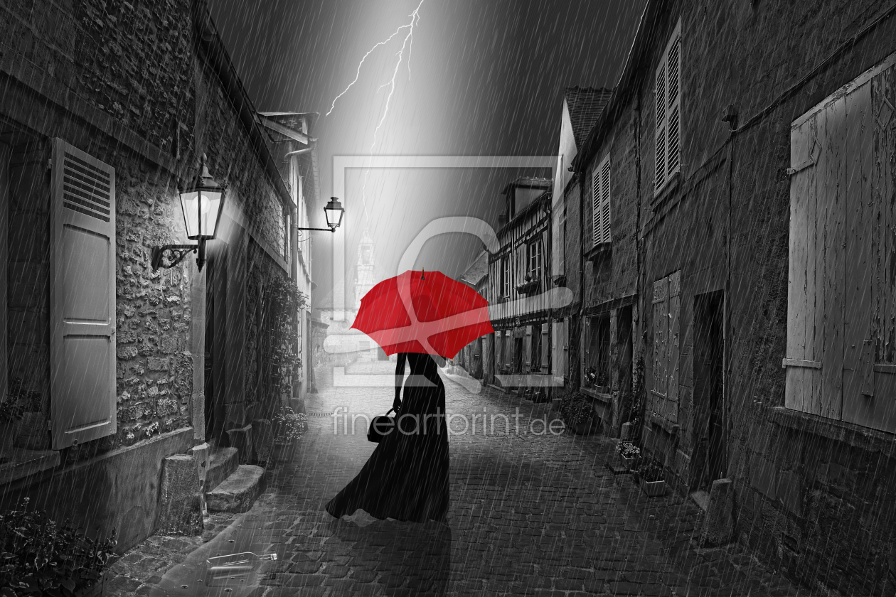 Bild-Nr.: 11373635 Allein, oder: Die Frau mit dem roten Schirm erstellt von Mausopardia