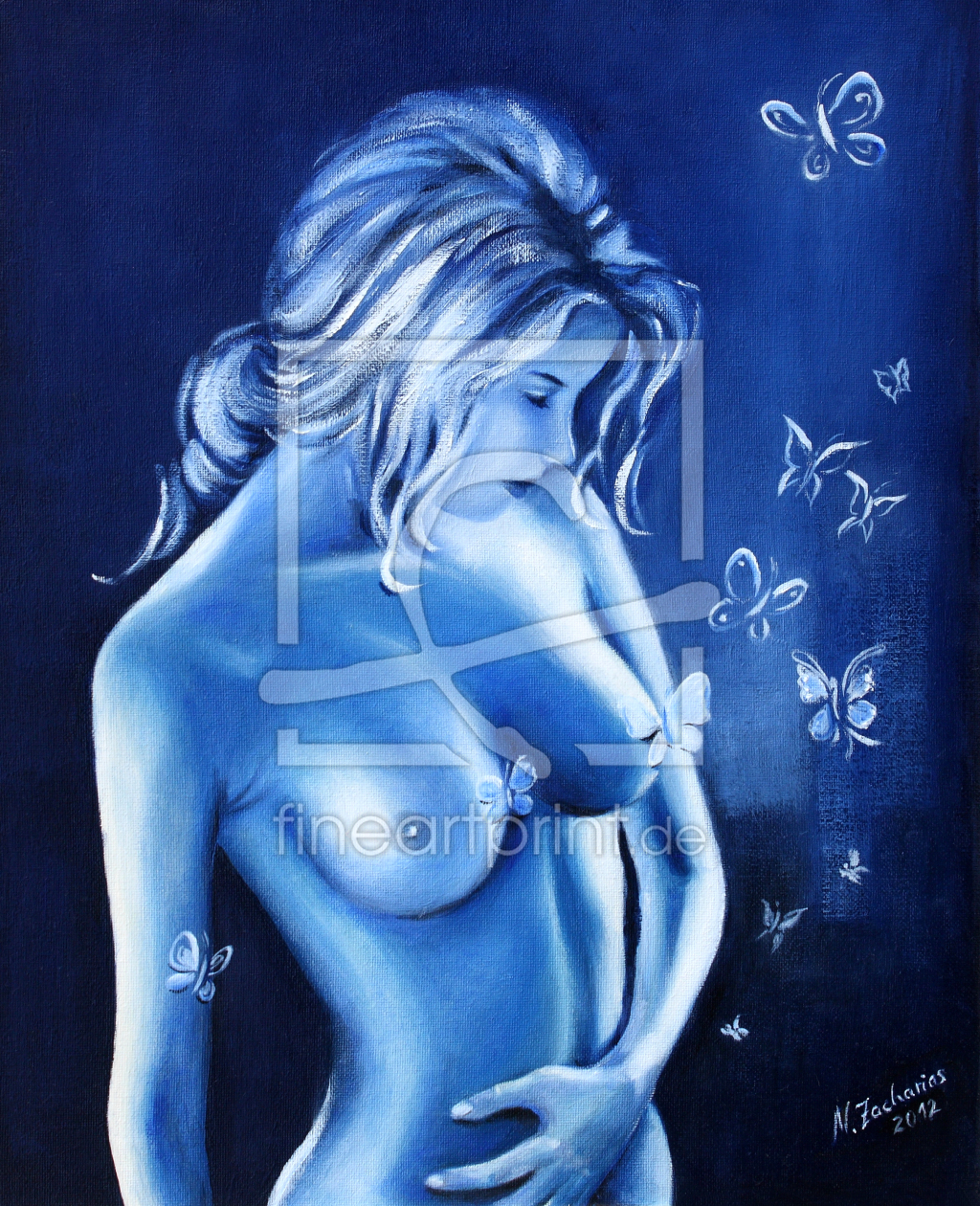Bild-Nr.: 11483279 Akt in Blau - erotische Malerei erstellt von Marita Zacharias