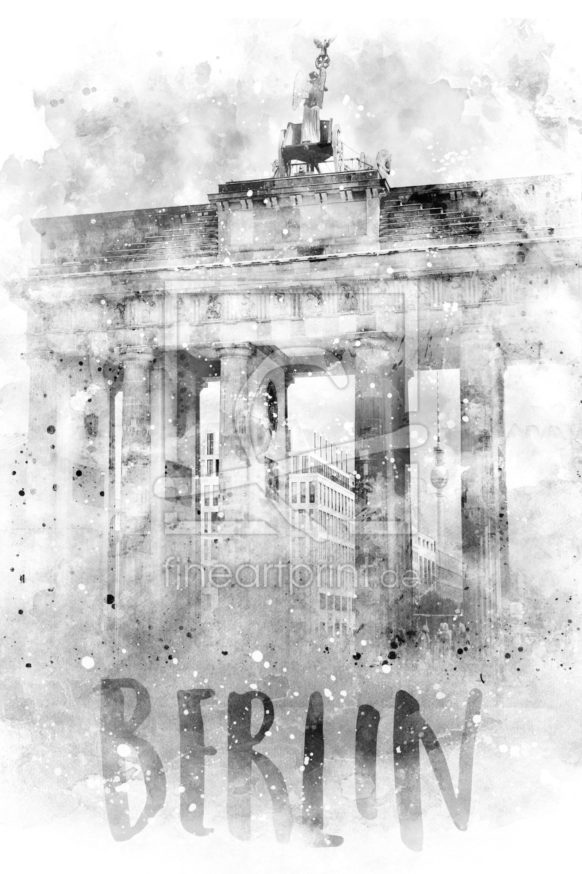 Bild-Nr.: 12058098 Monochrome Kunst BERLIN Brandenburger Tor Aquarell erstellt von Melanie Viola