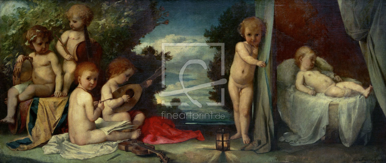 Bild-Nr.: 30000170 A.Feuerbach, Kinderständchen / Painting erstellt von Feuerbach, Anselm