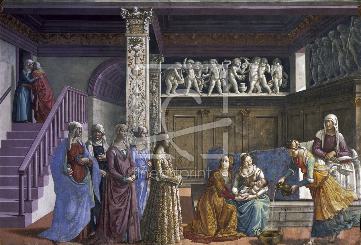 Bild-Nr.: 30001478 Ghirlandaio / Birth of Mary / Fresco erstellt von Ghirlandaio Domenico (Domenico Tommaso Bigordi)
