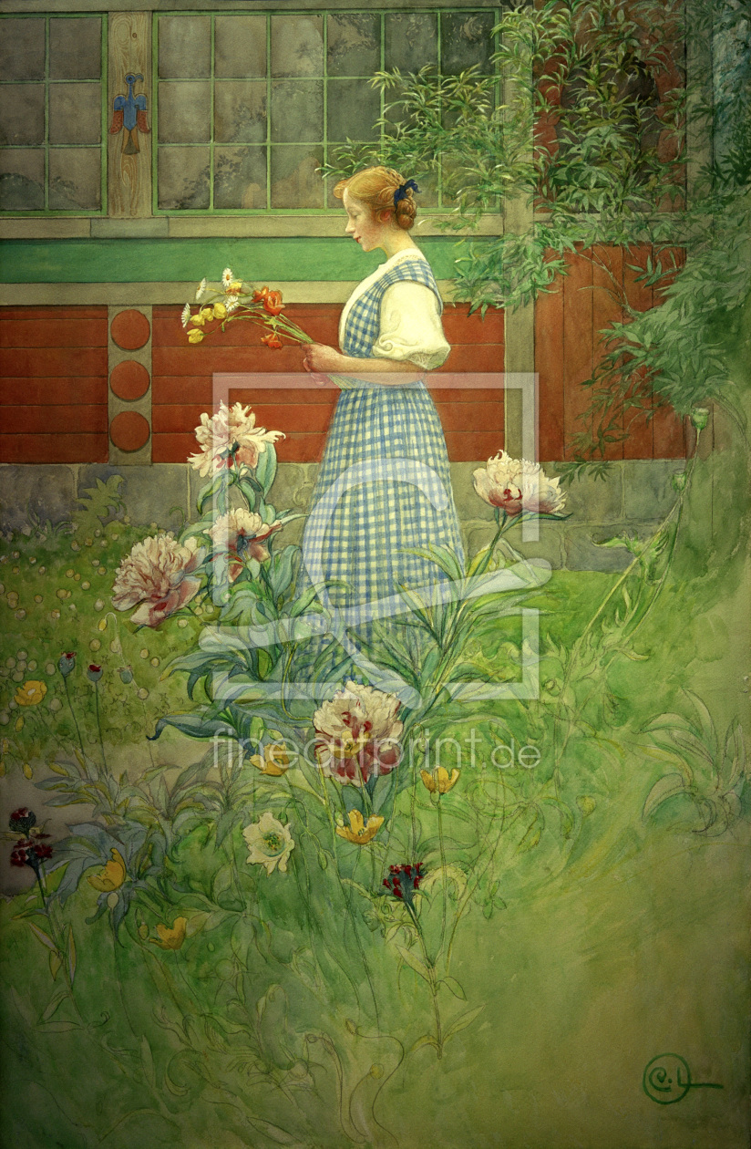 Bild-Nr.: 30003802 C.Larsson, Lisbeth with peonies / 1908 erstellt von Larsson, Carl