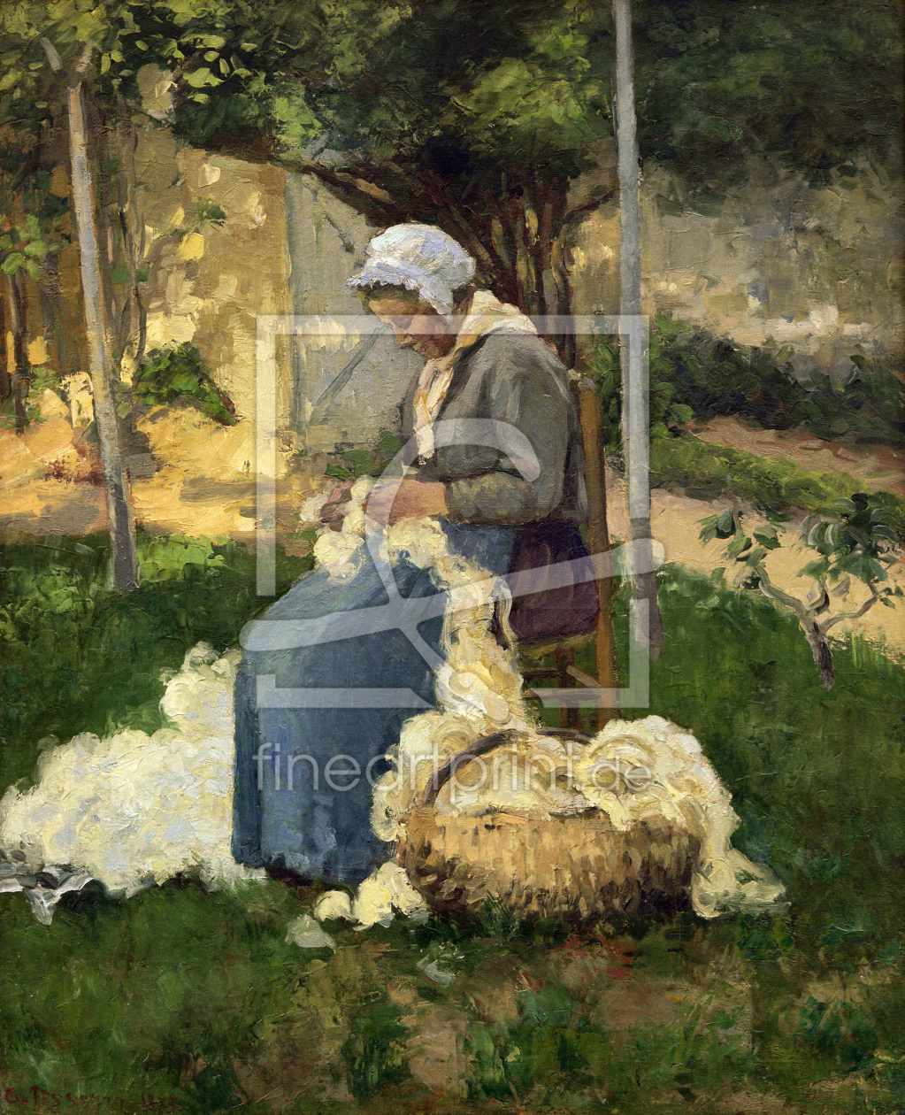 Bild-Nr.: 30006296 C.Pissarro, Bäuerin beim Wollezupfen erstellt von Pissarro, Camille