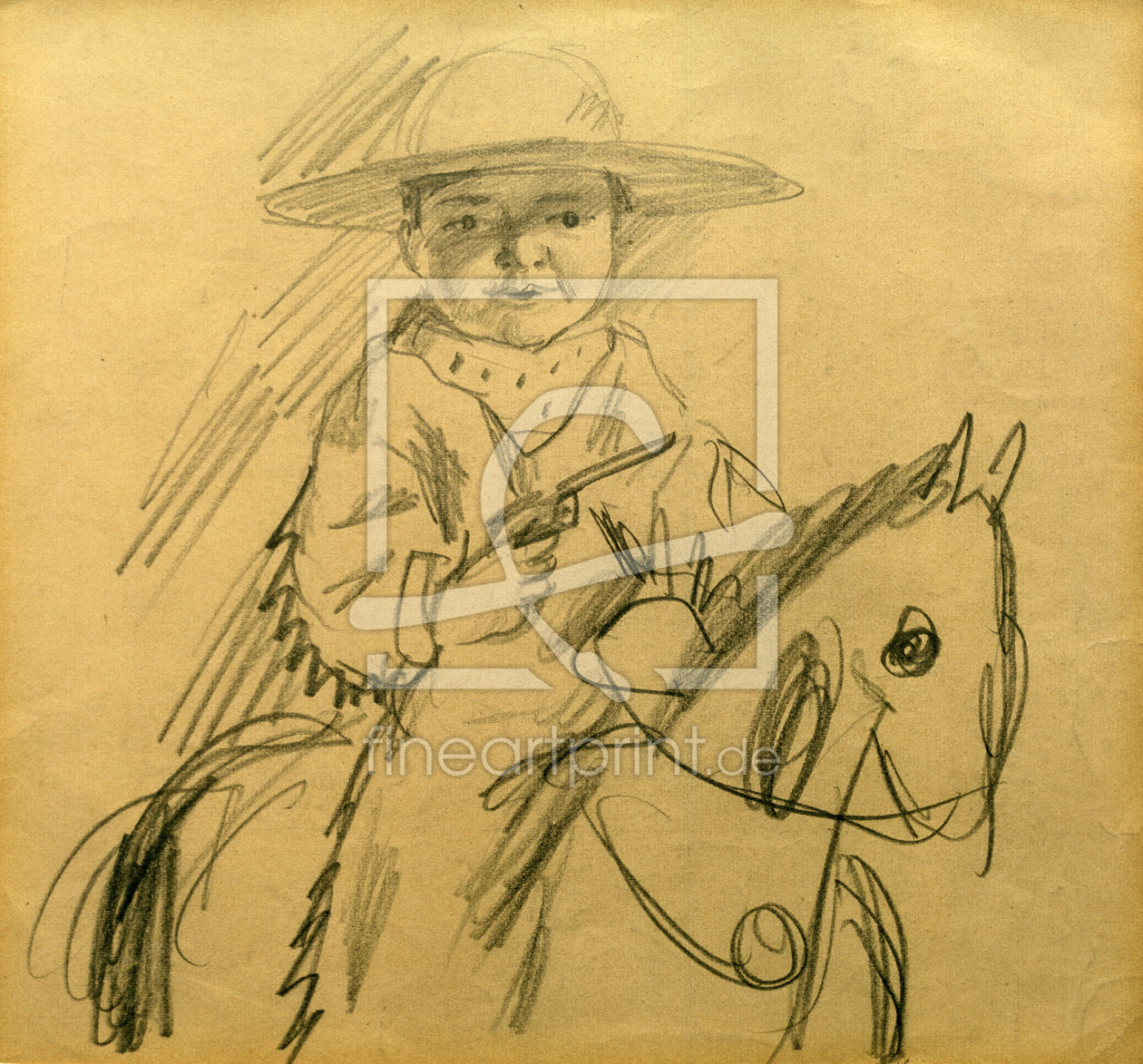 Bild-Nr.: 30006514 A.Macke, Walter als Cowboy / Zeichnung erstellt von Macke, August