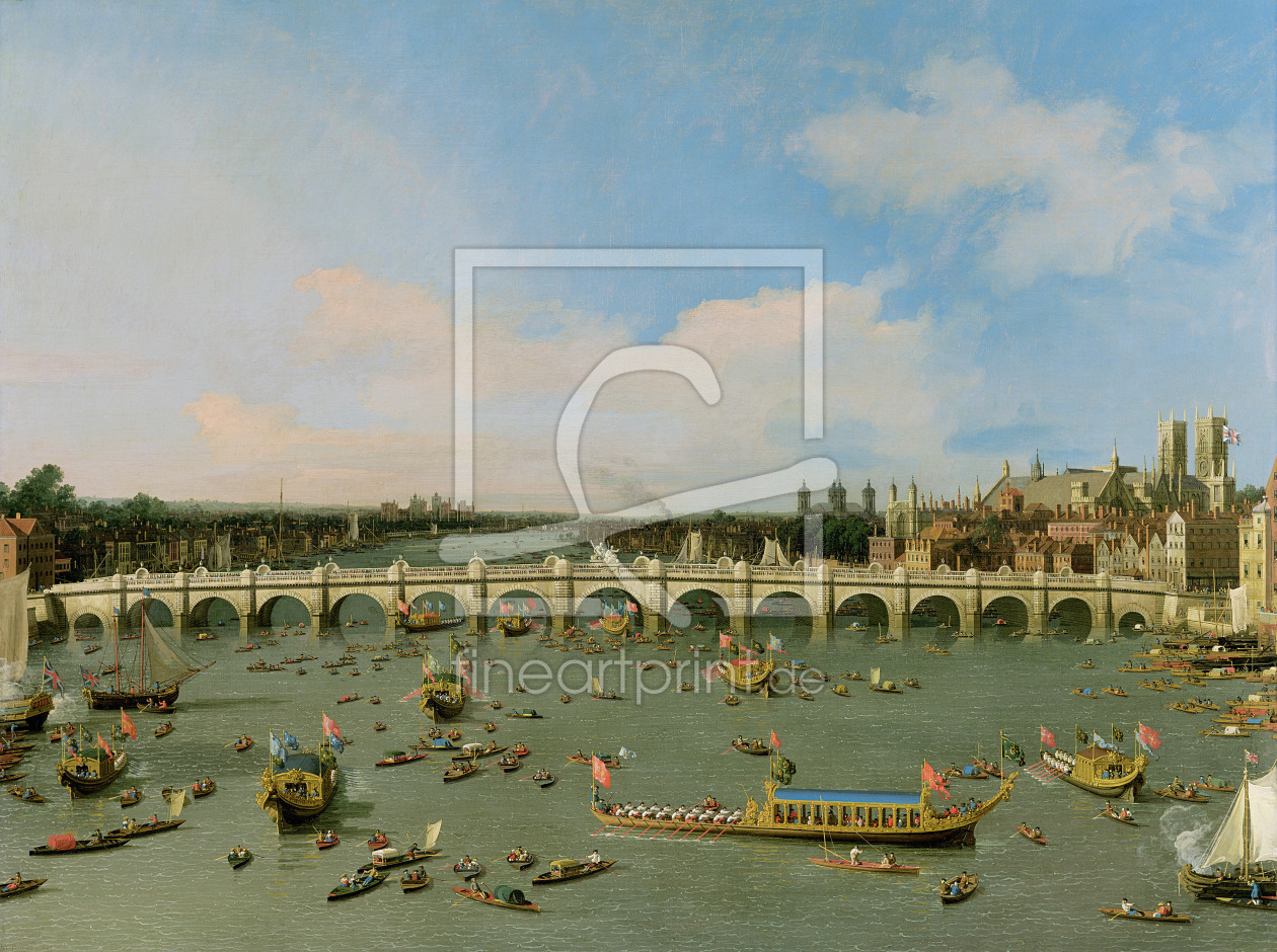 Bild-Nr.: 31000174 Westminster Bridge, London, With the Lord Mayor's Procession on the Thames erstellt von Canal, Giovanni Antonio & Bellotto, Bernardo