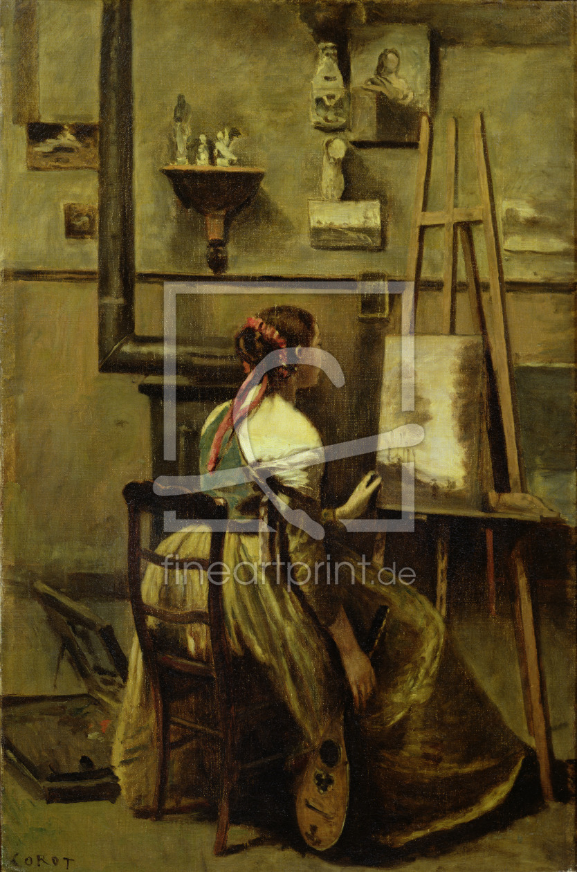 Bild-Nr.: 31000266 The Studio of Corot, or Young woman seated before an Easel, 1868-70 erstellt von Corot, Jean Baptiste Camille