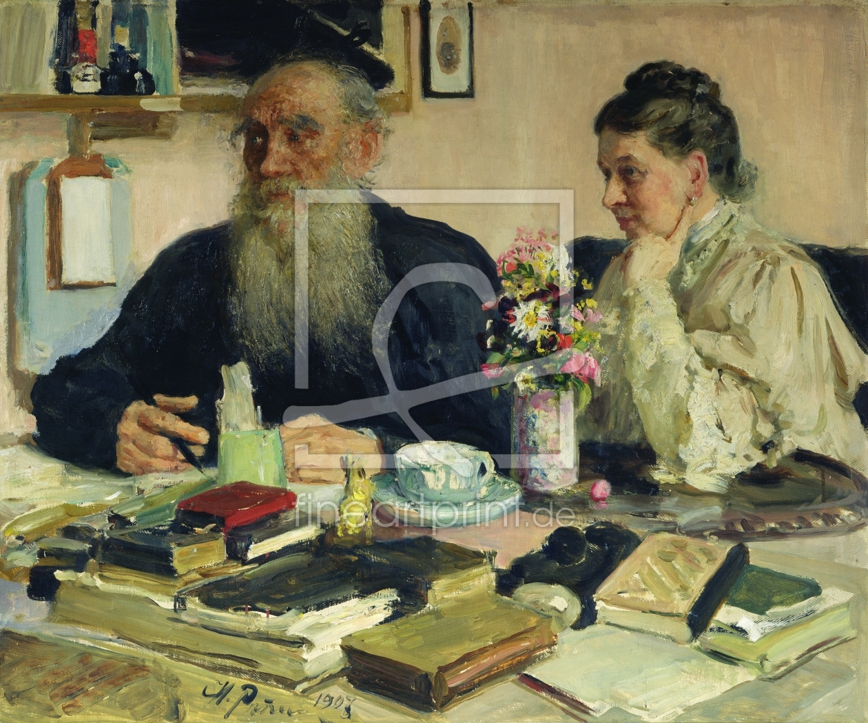 Bild-Nr.: 31001157 Leo Tolstoy with his wife in Yasnaya Polyana, 1907 erstellt von Renoir, Pierre-Auguste