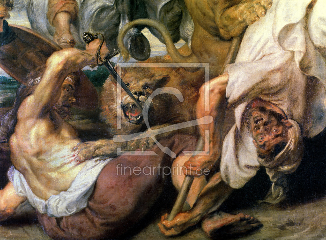 Bild-Nr.: 31001204 Lion Hunt, detail of two men and a lion, 1621 erstellt von Rubens, Peter Paul