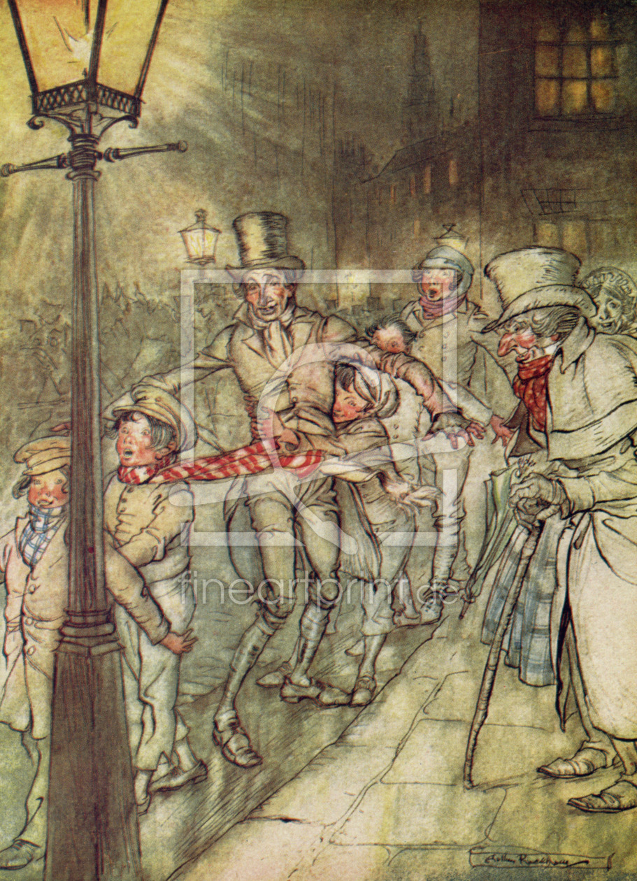 Bild-Nr.: 31001448 Bob Cratchit went down a slide on Cornhill, from 'A Christmas Carol' erstellt von Rackham, Arthur