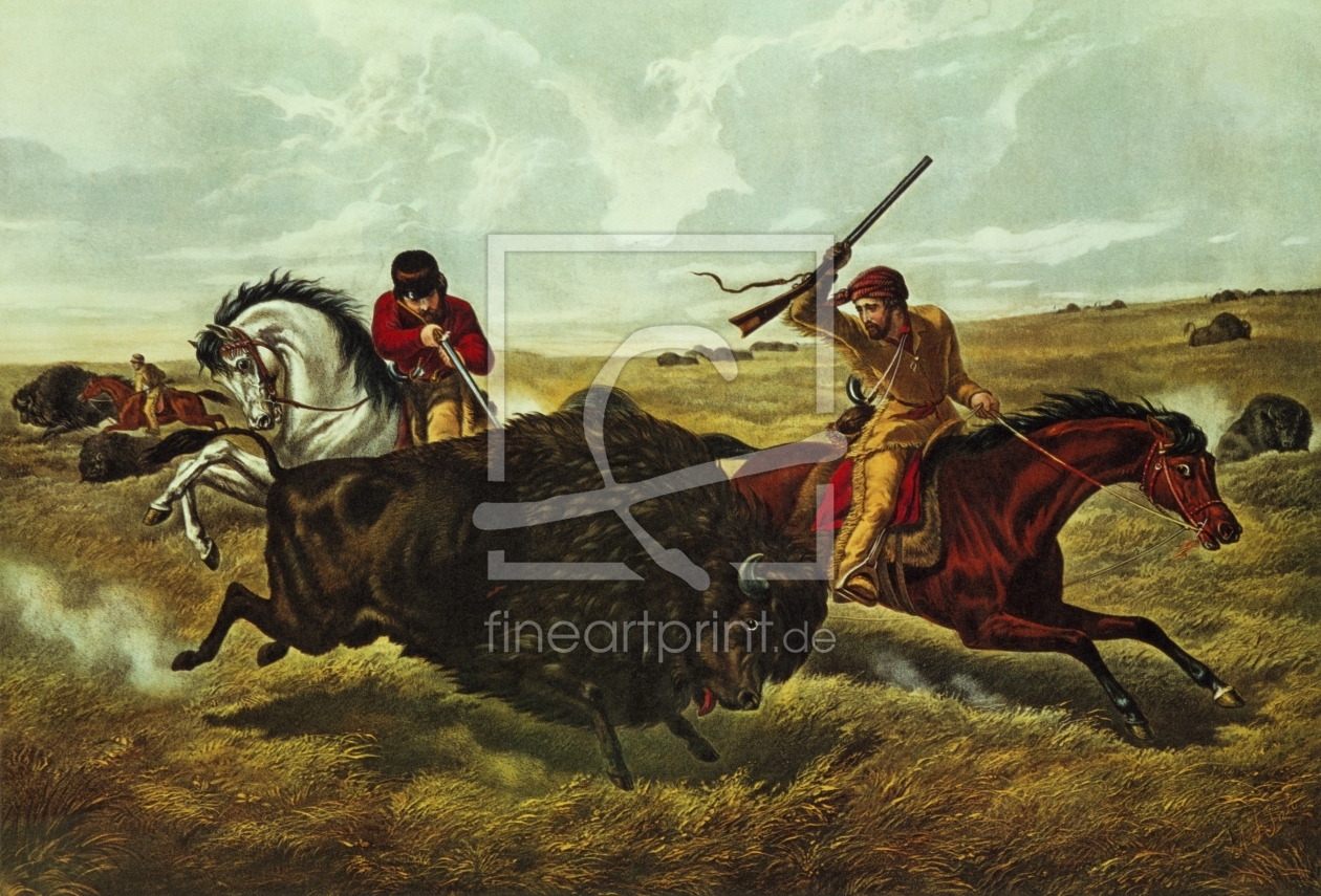 Bild-Nr.: 31002441 Life on the Prairie - the Buffalo Hunt, 1862 erstellt von Currier, Nathaniel and Ives, J.M.