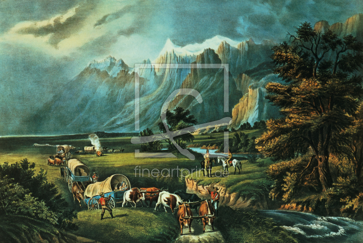 Bild-Nr.: 31002450 The Rocky Mountains: Emigrants Crossing the Plains, 1866 erstellt von Currier, Nathaniel and Ives, J.M.