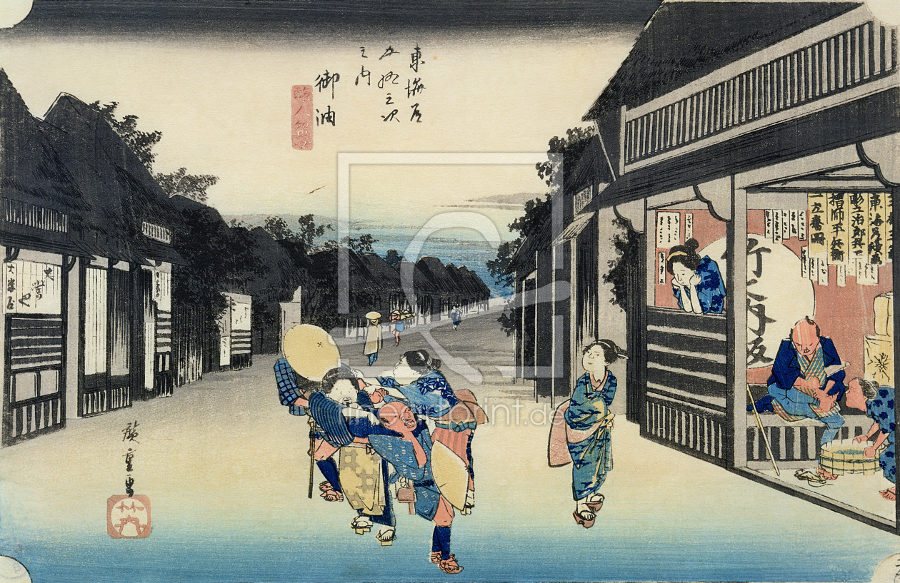 Bild-Nr.: 31002613 Goyu: Waitresses Soliciting Travellers, from the series '53 Stations of the Toka erstellt von Hiroshige, Ando
