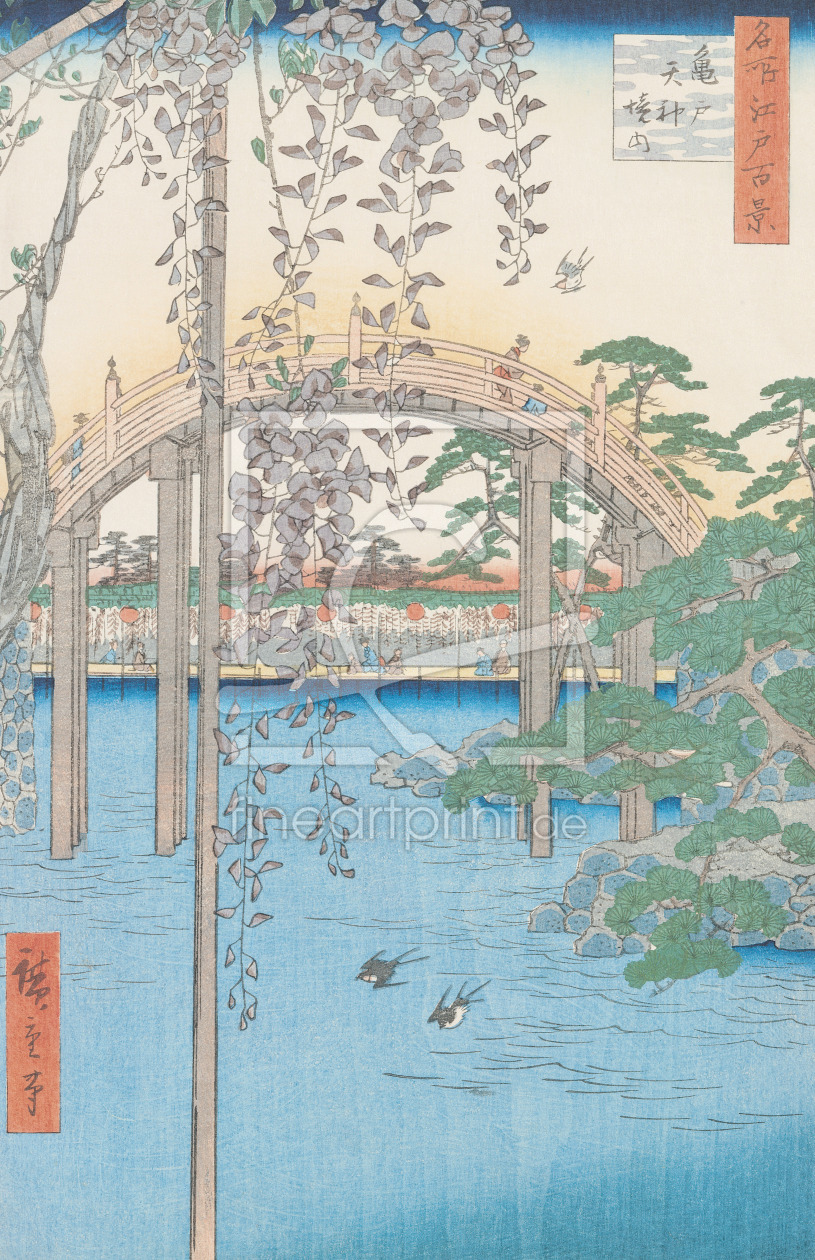 Bild-Nr.: 31002622 The Bridge with Wisteria or Kameido Tenjin Keidai, plate 57 from '100 Views of E erstellt von Hiroshige, Ando