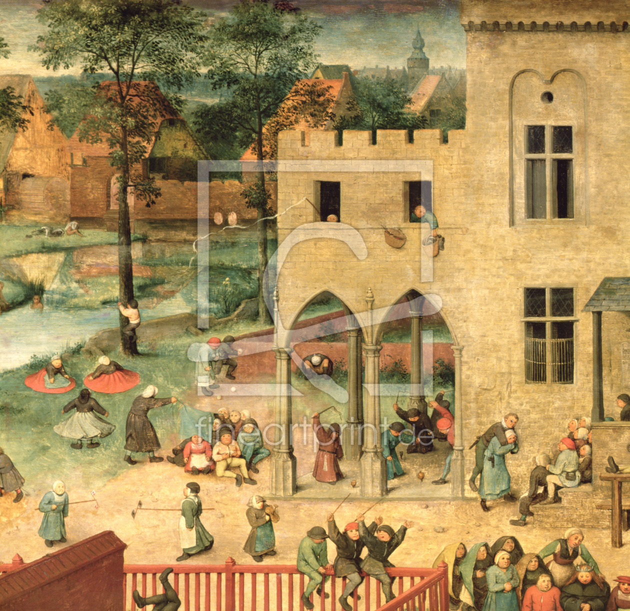 Bild-Nr.: 31002832 Children's Games : detail of top left-hand corner showing children spinning tops erstellt von Bruegel, Pieter the Elder