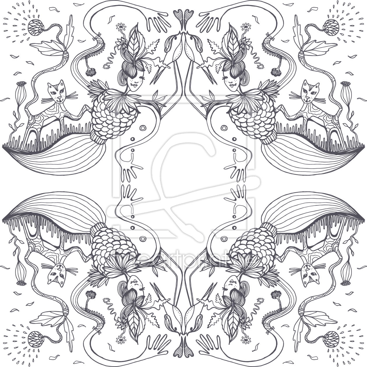Bild-Nr.: 9014731 Schwarz und weiß Himbeer-Katze erstellt von patterndesigns-com
