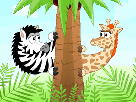 Zebra und Giraffe verstecken sich/10148990