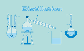 Verschiedene Destillationsapparaturen im Chemielabor/10905218