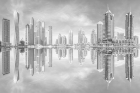 Dubai - Marina Skyline Reflections Schwarz Weiß/11539946