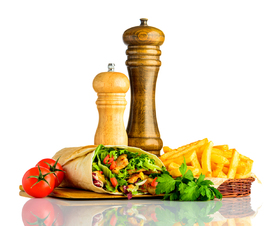 Shawarma mit Pommes auf Weißem Hintergrund/11913661