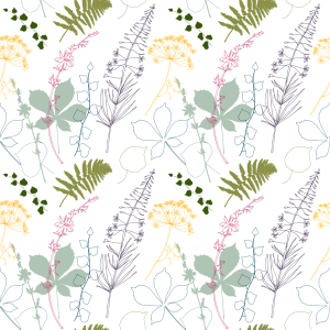 Bild-Nr: 9014563 Wiesenblüten und Kastanien-Efeublätter Erstellt von: patterndesigns-com