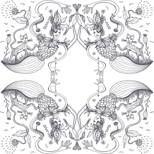 Bild-Nr: 9014731 Schwarz und weiß Himbeer-Katze Erstellt von: patterndesigns-com