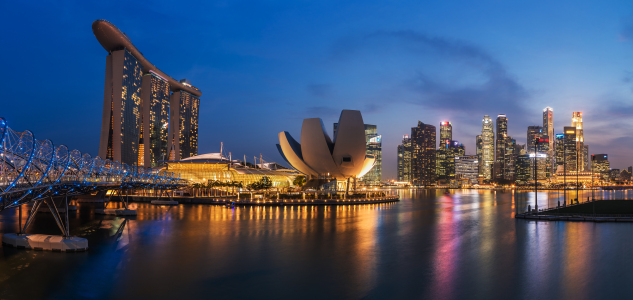 Bild-Nr: 11370229 Singapur - Marina Bay Panorama zur blauen Stunde Erstellt von: Jean Claude Castor