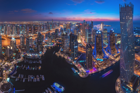 Bild-Nr: 12154318 Dubai Marina Skyline Panorama Blaue Stunde Erstellt von: Jean Claude Castor