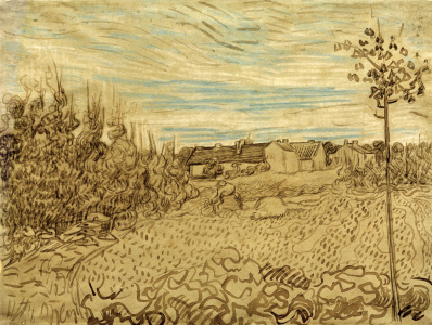 Bild-Nr: 30003260 V.v.Gogh, Cottages w.Woman.../Draw./1890 Erstellt von: van Gogh, Vincent
