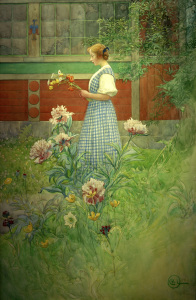 Bild-Nr: 30003802 C.Larsson, Lisbeth with peonies / 1908 Erstellt von: Larsson, Carl