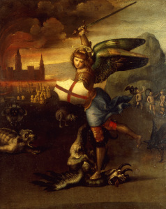 Bild-Nr: 30004682 Raphael/St.Michael and the dragon/c.1504 Erstellt von: Raffaello Santi (Raffael)