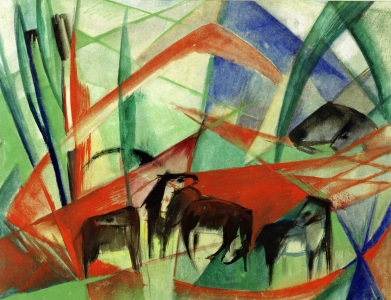 Bild-Nr: 30005836 Marc /Landscape with black horses /1913 Erstellt von: Marc, Franz