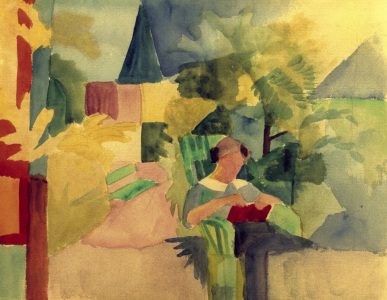 Bild-Nr: 30006468 A.Macke, Garten mit lesender Frau Erstellt von: Macke, August