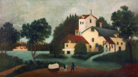 Bild-Nr: 30007302 H.Rousseau, Horse Cart in front of Mill Erstellt von: Rousseau, Henri Julien Felix