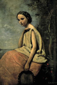 Bild-Nr: 30008887 C.Corot / Gypsy with tambourine Erstellt von: Corot, Jean Baptiste Camille