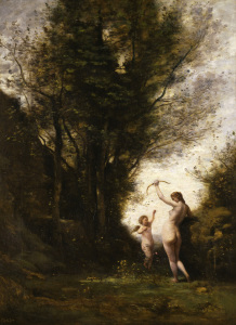 Bild-Nr: 30008891 C. Corot / Nymph playing with a Cherub Erstellt von: Corot, Jean Baptiste Camille