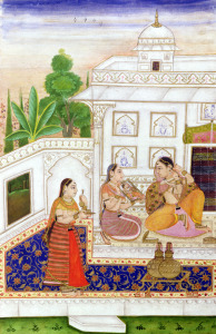 Bild-Nr: 31001789 Vilaval Ragini: Woman at her Toilet, from a Ragamala, from Bikaner, Rajasthan Erstellt von: Anonyme Künstler