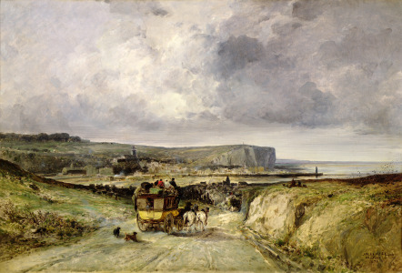 Bild-Nr: 31002070 Arrival of a Stagecoach at Treport, 1878 Erstellt von: Noel, Jules Achille