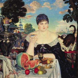 Bild-Nr: 31002605 The Merchant's Wife at Tea, 1918 Erstellt von: Kustodiev, Boris Mihajlovic