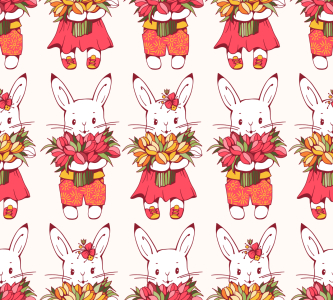 Bild-Nr: 9013780 Hasen mit Tulpen Erstellt von: patterndesigns-com