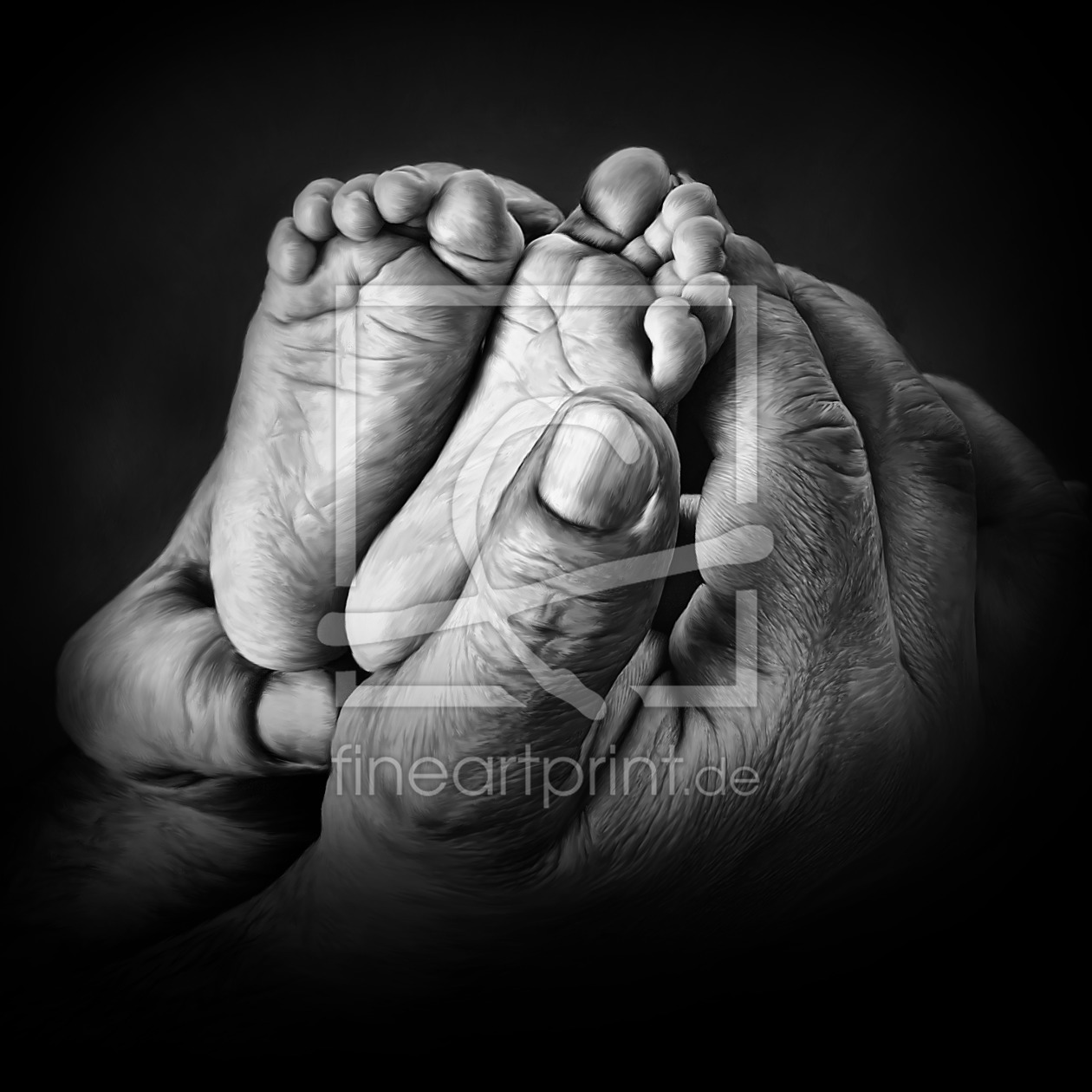 Bild-Nr.: 10073137 Babyfüsse in guten Händen (Digipaint) (sw) erstellt von PAPARAZZO-Fotokunst