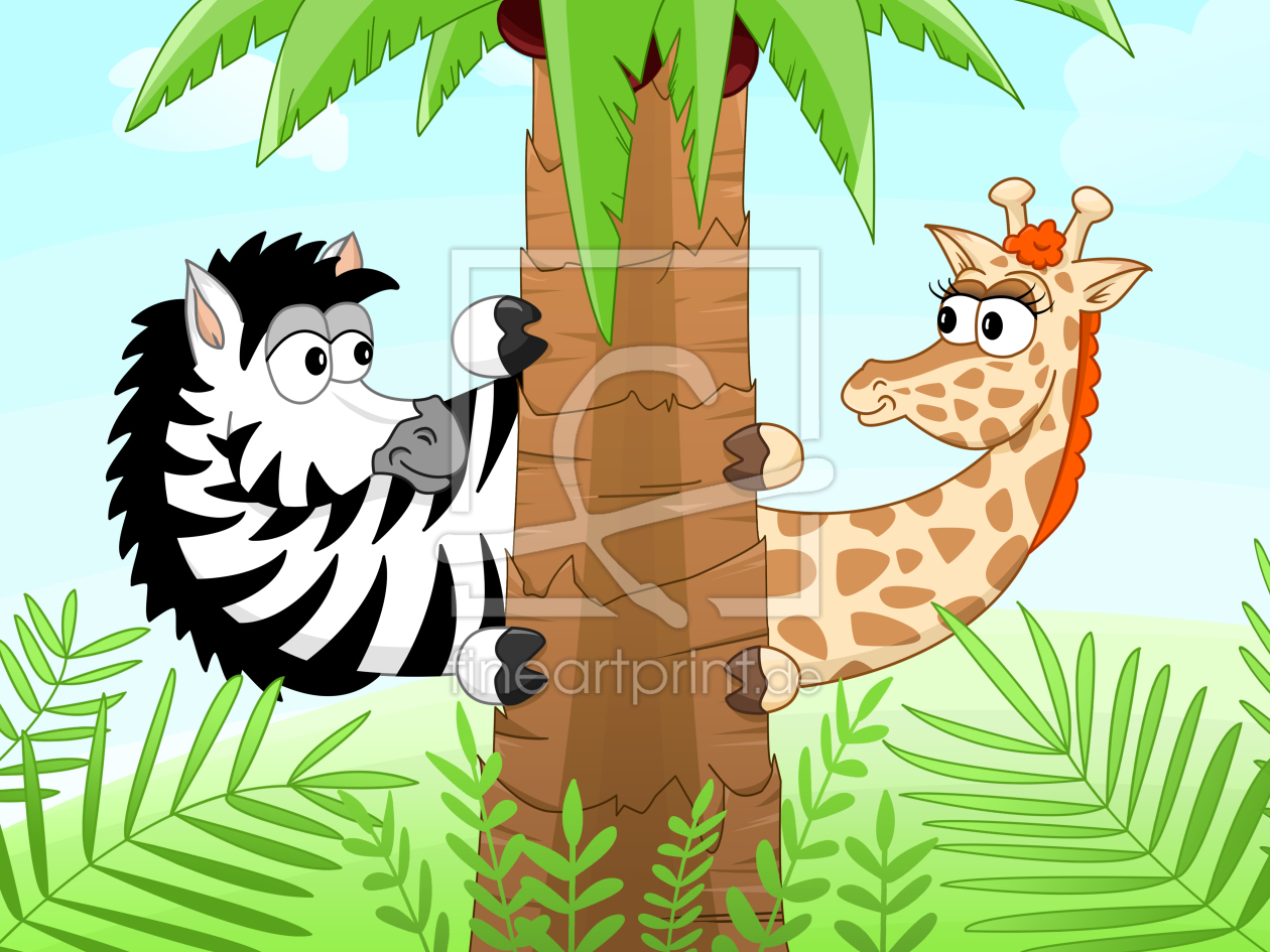 Bild-Nr.: 10148990 Zebra und Giraffe verstecken sich erstellt von Michaela Heimlich