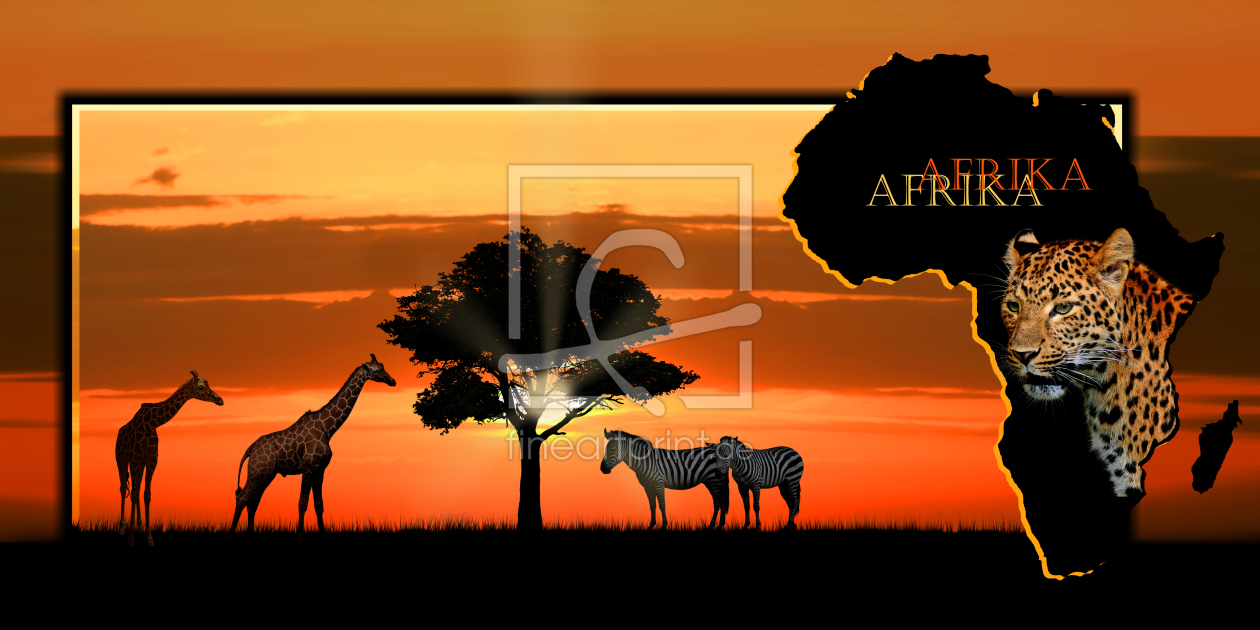 Bild-Nr.: 10401781 Kontinent Afrika mit Leopard erstellt von Mausopardia