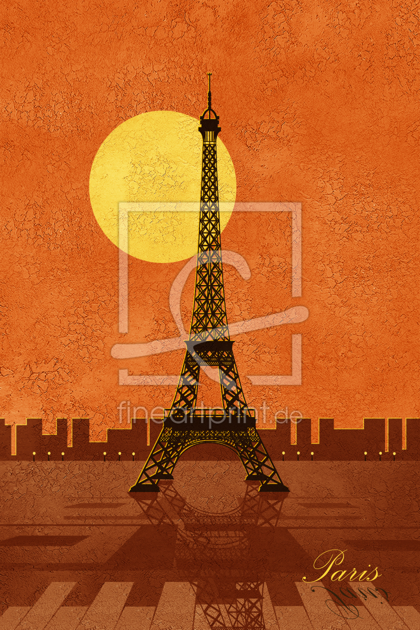 Bild-Nr.: 10486342 Eiffelturm Paris plakativ orange erstellt von Mausopardia