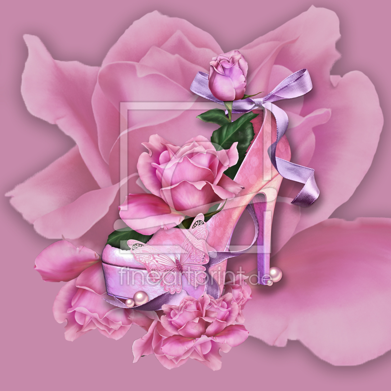 Bild-Nr.: 10625312 Pinker Schuh mit Rosen erstellt von Maike Straßburg