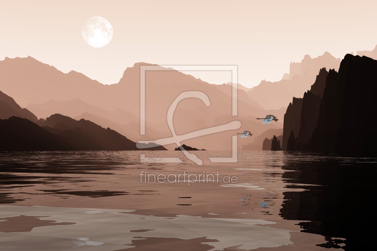 Bild-Nr.: 10735575 Schwanenpaar am Li-Fluss sepia erstellt von MaxSteinwald