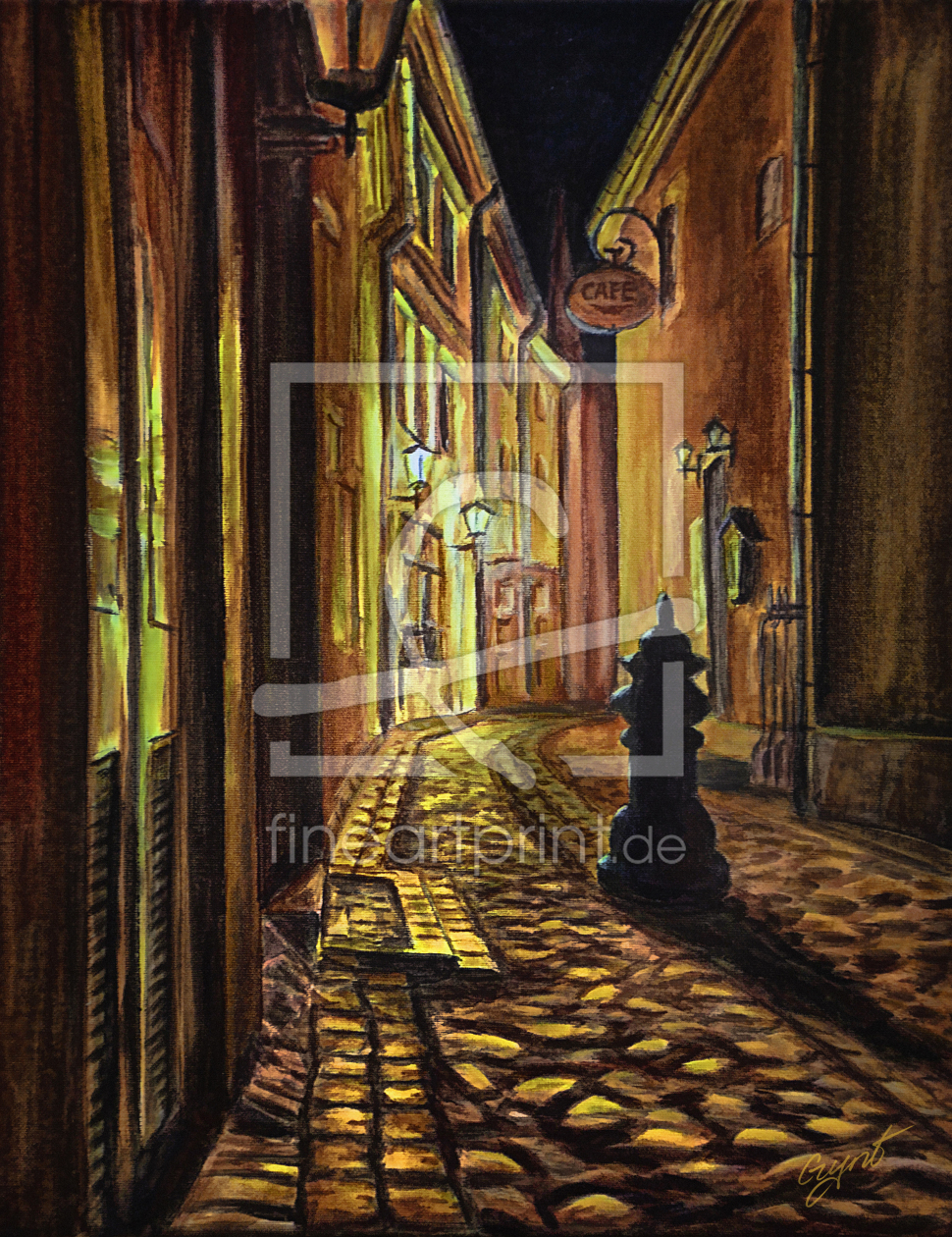 Bild-Nr.: 10904956 Alte Stadtstraße in der Nacht - Old Town street at night erstellt von Gint Skuburs